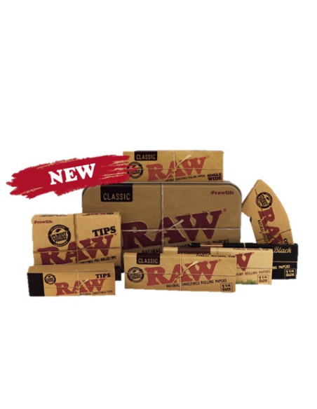 SET CAJITA METALICA RAW STARTER BOX 1 1/4 (MIX PAPELES Y TIPS)