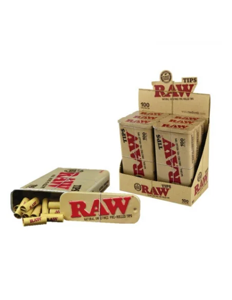 DISPLAY CAJETILLA METALICA RAW CON TIPS PREENROLADOS 6 UDS