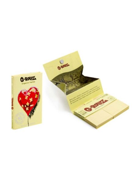 PAPELILLOS G-ROLLZ 1 1/4 + TIPS + TRAY BANKSY ORGANIC HEMP 16 UDS BG402A