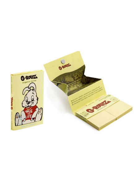 PAPELILLOS G-ROLLZ 1 1/4 + TIPS + TRAY BANKSY ORGANIC HEMP 16 UDS BG402A