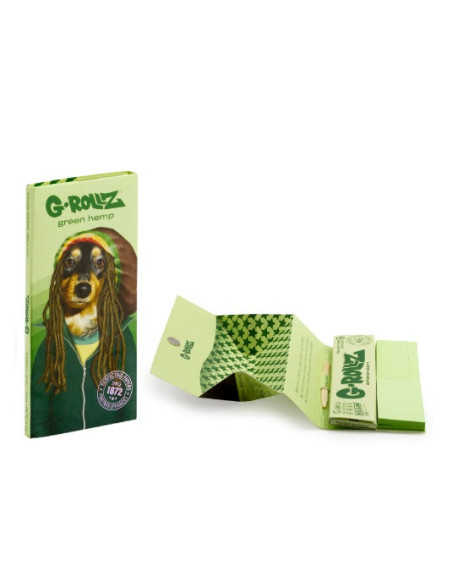 PAPELILLOS G-ROLLZ KING SIZE + TIPS + TRAY REGGAE RAP ORGANIC GREEN HEMP 16 UDS PR73A