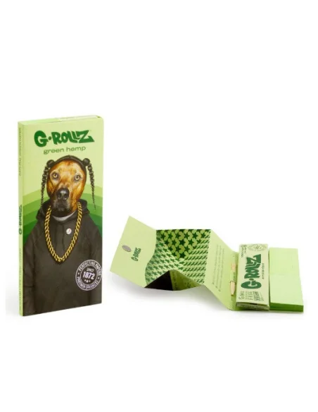 PAPELILLOS G-ROLLZ KING SIZE + TIPS + TRAY REGGAE RAP ORGANIC GREEN HEMP 16 UDS PR73A
