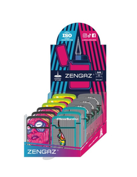 ENCENDEDOR ZENGAZ ZL12 JET FLAME DISENO FACES 12 UDS