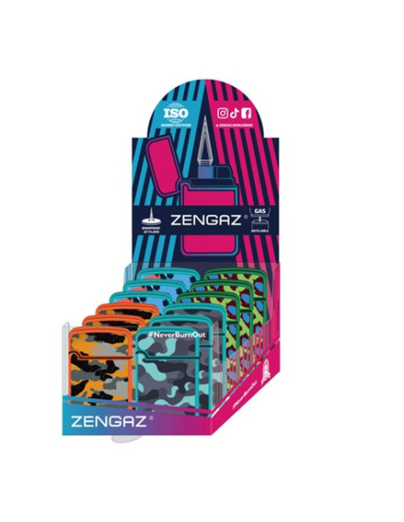 ENCENDEDOR ZENGAZ ZL12 JET FLAME DISENO CAMOUFLAGE 12 UDS