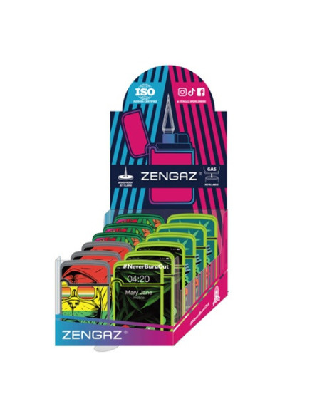ENCENDEDOR ZENGAZ ZL12 JET FLAME DISENO WEED 12 UDS