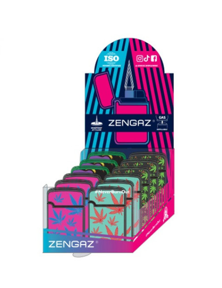 ENCENDEDOR ZENGAZ ZL12 JET FLAME DISENO LEAVES 12 UDS