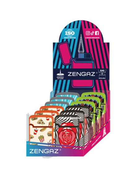ENCENDEDOR ZENGAZ ZL12 JET FLAME DISENO POP 12 UDS
