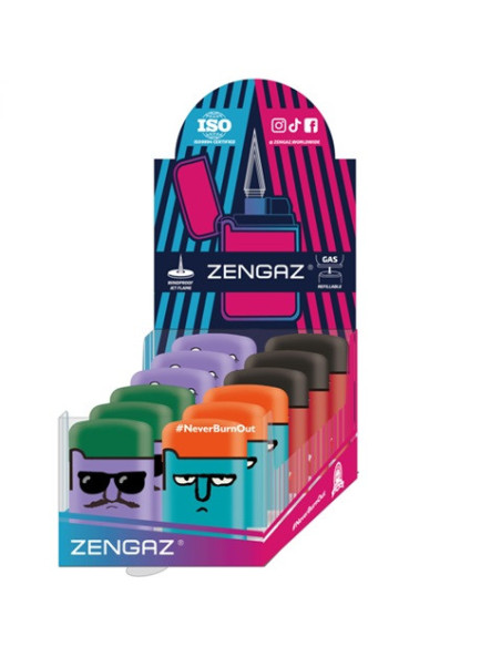 ENCENDEDOR ZENGAZ ZL03 JET FLAME DISENO FACES 12 UDS