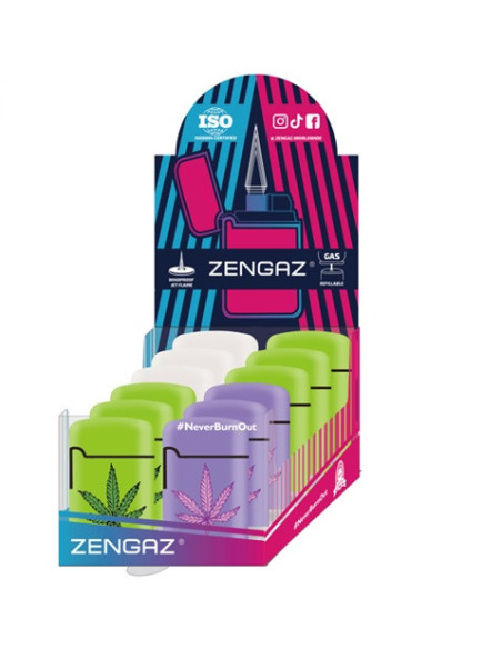 ENCENDEDOR ZENGAZ ZL03 JET FLAME DISENO LEAVES 12 UDS