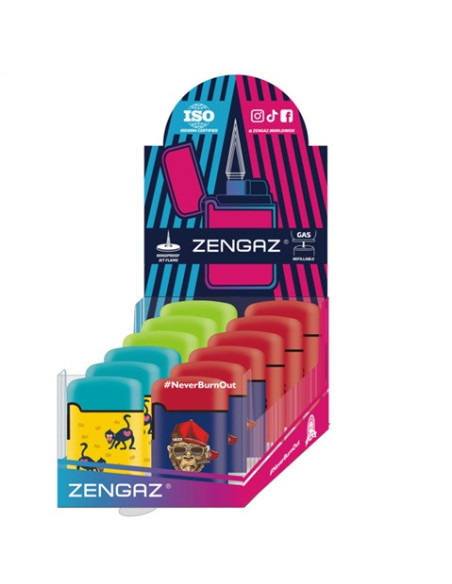 ENCENDEDOR ZENGAZ ZL03 JET FLAME DISENO MONKEY 12 UDS