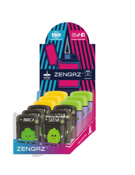 ENCENDEDOR ZENGAZ ZL03 JET FLAME DISENO WEED 12 UDS