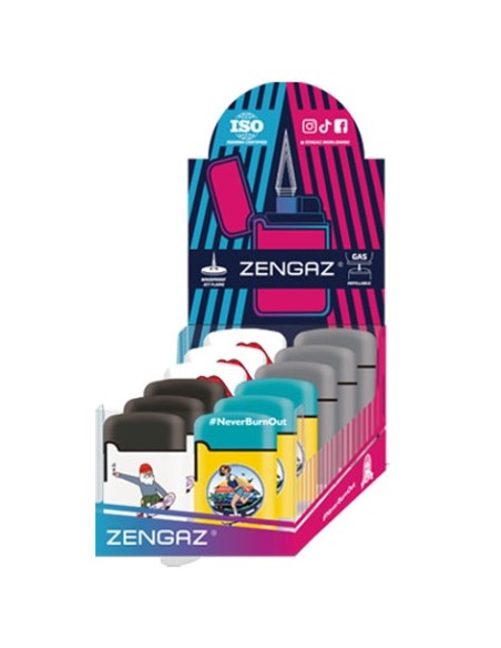 ENCENDEDOR ZENGAZ ZL 3 JET FLAME DISEÑO SKATER 12 UDS