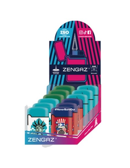 ENCENDEDOR ZENGAZ ZL 3 JET FLAME DISEÑO UNIQUE FACE 12 UDS