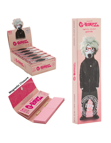 PAPELILLO G-ROLLZ KING SIZE + TIPS PETS ROCK SOUP PINK 24 UDS PR35G