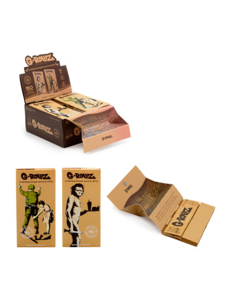 PAPELILLO G-ROLLZ KING SIZE + TIPS + TRAY BANKSY UNBLEACHED 16 UDS  BG70A