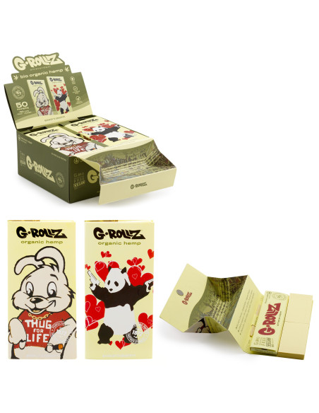 PAPELILLO G-ROLLZ KING SIZE + TIPS + TRAY BANKSY ORGANIC HEMP 16 UDS BG72A