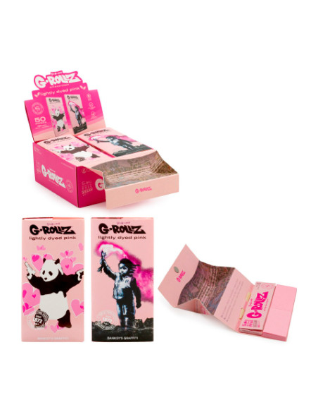 PAPELILLO G-ROLLZ KING SIZE + TIPS + TRAY BANKSY PINK 16 UDS BG75A
