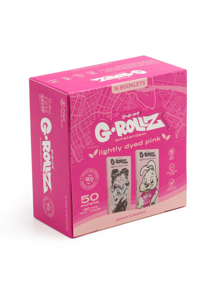 PAPELILLO G-ROLLZ KING SIZE + TIPS + TRAY BANKSY PINK 16 UDS BG75C