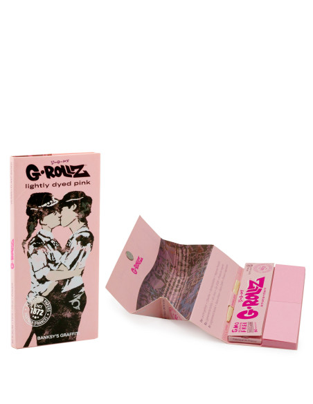 PAPELILLO G-ROLLZ KING SIZE + TIPS + TRAY BANKSY PINK 16 UDS BG75C