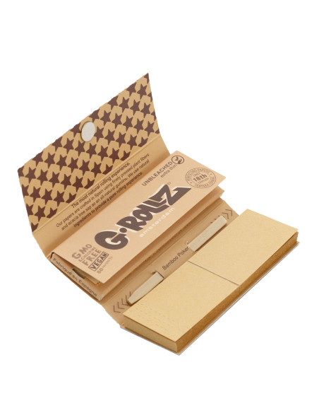 PAPELILLO G-ROLLZ UNBLEACH 1 1/4 + TIPS PETS ROCK RAP 24 UDS PR350G