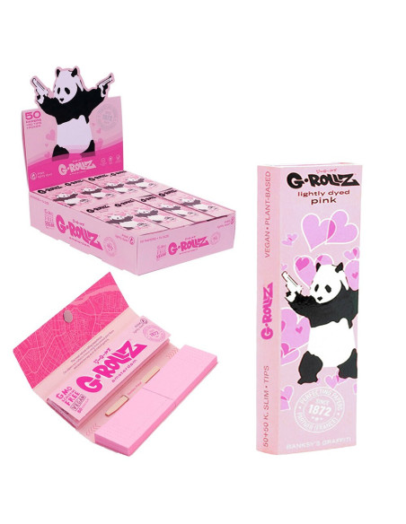 PAPELILLO G-ROLLZ PANDA PINK 1 1/4 + TIPS BANKSY 24 UDS BG355G