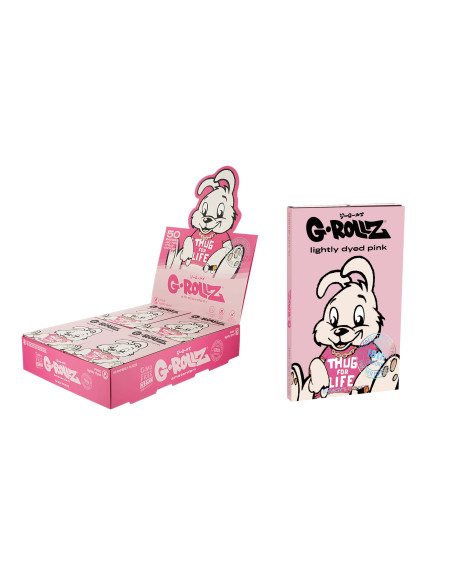 PAPELILLO G-ROLLZ 1 1/4 + TIPS + TRAY BANKSY CONEJO PINK 16 UDS BG405G