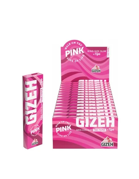 PAPELILLOS GIZEH PINK KING SIZE + TIPS 26 UDS