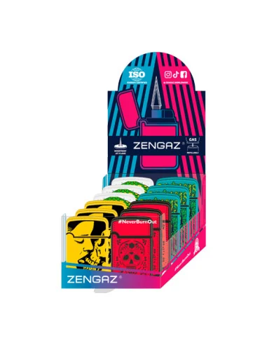 ENCENDEDOR ZENGAZ ZL12 JET FLAME SKULLS 12 UDS