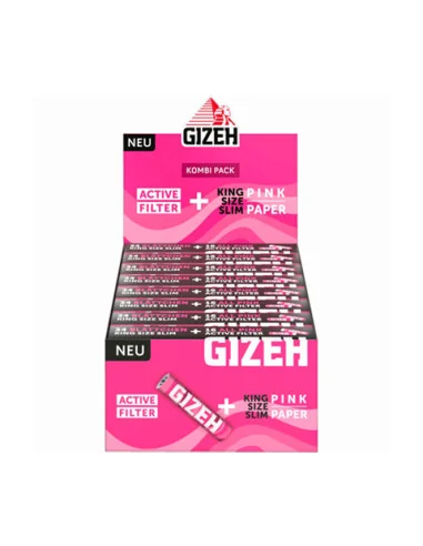 PAPELILLOS GIZEH PINK KING SIZE + ACTIVE FILTER...