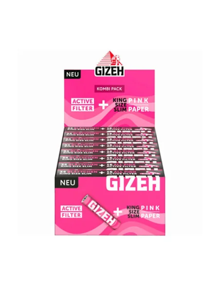 PAPELILLOS GIZEH PINK KING SIZE + ACTIVE FILTER 16 UDS