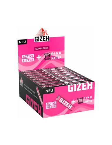 PAPELILLOS GIZEH PINK KING SIZE + ACTIVE FILTER...