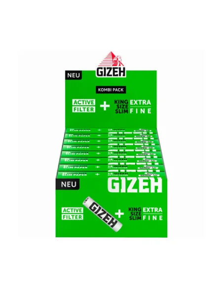 PAPELILLOS GIZEH BLACK KING SIZE + ACTIVE FILTER 16 UDS