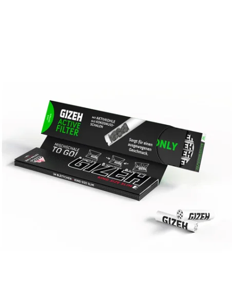 PAPELILLOS GIZEH BLACK KING SIZE + ACTIVE FILTER 16 UDS