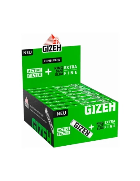 PAPELILLOS GIZEH BLACK KING SIZE + ACTIVE FILTER 16 UDS