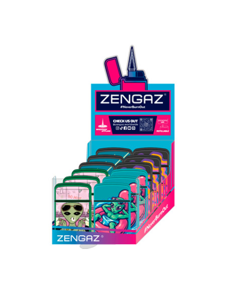 ENCENDEDOR ZENGAZ ZL12 JET FLAME DISENO ALIENS 12 UDS