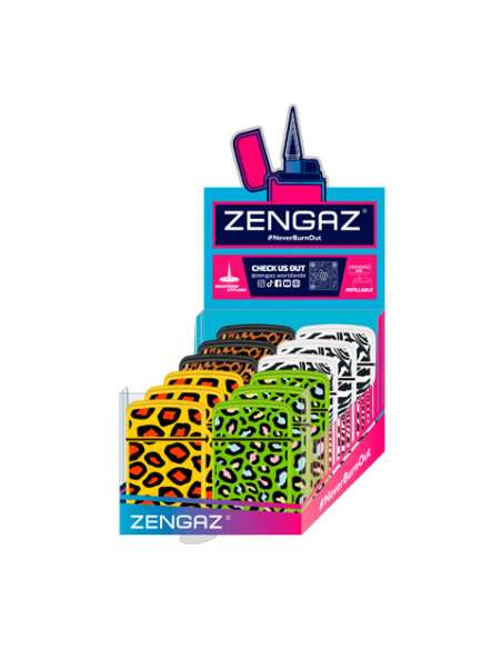 ENCENDEDORES ZENGAZ ZL 12 JET FLAME DISEÑO ANIMAL PRINT 12 UDS