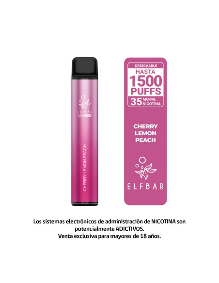 VAPORIZADOR ELFBAR CHERRY LEMON PEACH 1500 PUFF 3.5%NIC
