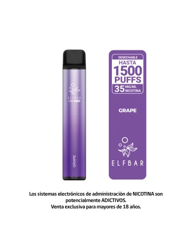 VAPORIZADOR ELFBAR GRAPE 1500 PUFF 3.5%NIC
