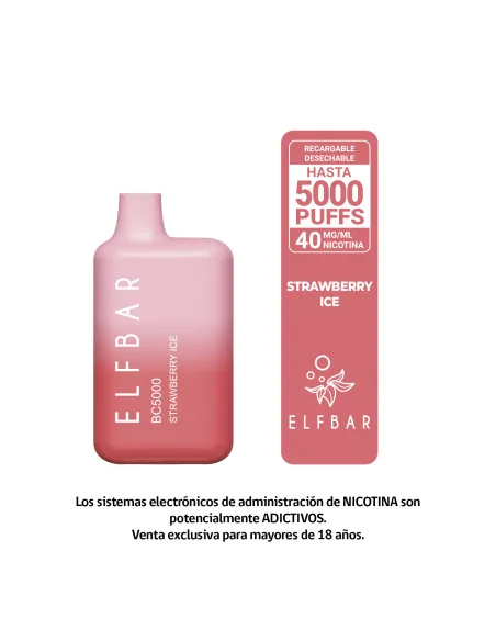 VAPORIZADOR ELFBAR STRAWBERRY ICE 5000 PUFF 4%NIC