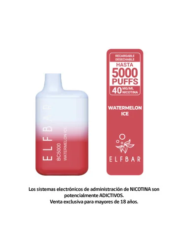 VAPORIZADOR ELFBAR WATERMELON ICE 5000 PUFF 4%NIC