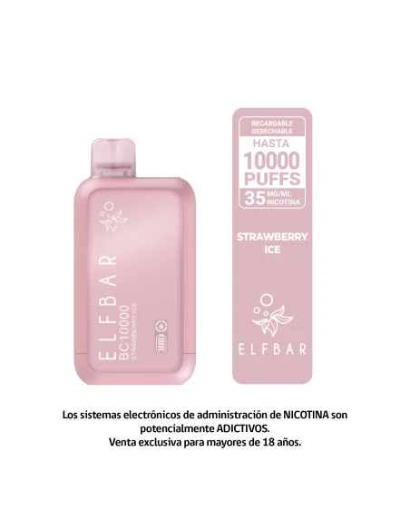 VAPORIZADOR ELFBARS STRAWBERRY ICE 10.000 PUFF 4%NIC