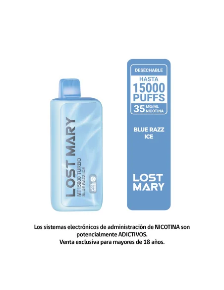 VAPORIZADOR LOST MARY BLUE RAZZ ICE 15000 PUFF 3,5% NIC