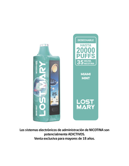 VAPORIZADOR LOSTMARY MIAMI MINT 20000 PUFF 3,5% NIC
