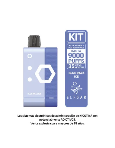 VAPORIZADOR ELFBAR KIT 9000 PUFF BLUE RAZZ ICE...