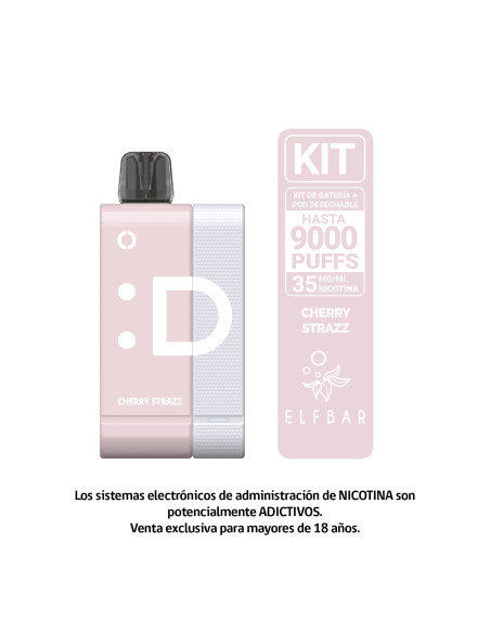 VAPORIZADOR ELFBAR KIT 9000 PUFF CHERRY STRAZZ 35MG NIC