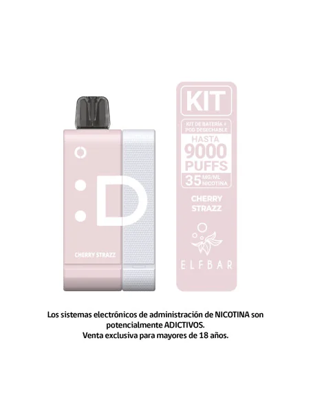 VAPORIZADOR ELFBAR KIT 9000 PUFF CHERRY STRAZZ 35MG NIC