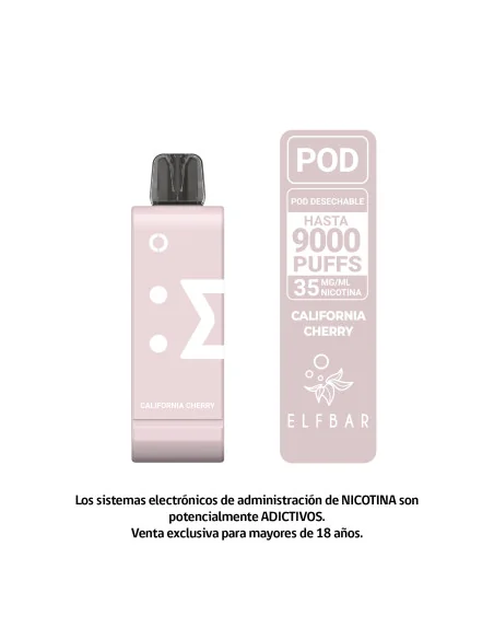 VAPORIZADOR ELFBAR POD RECARGA 9000 PUFF CALIFORNIA CHERRY 35MG NIC