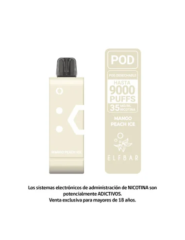 VAPORIZADOR ELFBAR POD RECARGA 9000 PUFF MANGO...