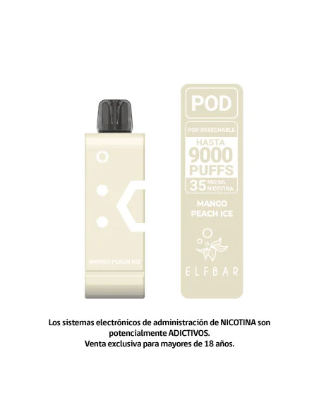 VAPORIZADOR ELFBAR POD RECARGA 9000 PUFF MANGO PEACH ICE 35MG NIC