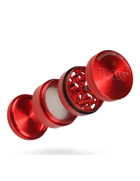 GRINDER ROJO RAW RED HAMMERCRAFT 4 PARTES 63 MM
